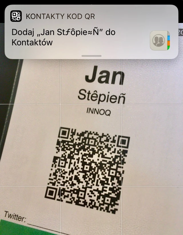 KONTAKTY KOD QR. Dodaj „Jan Stƒôpie≈Ñ” do Kontaktów. Jan Stêpieñ.